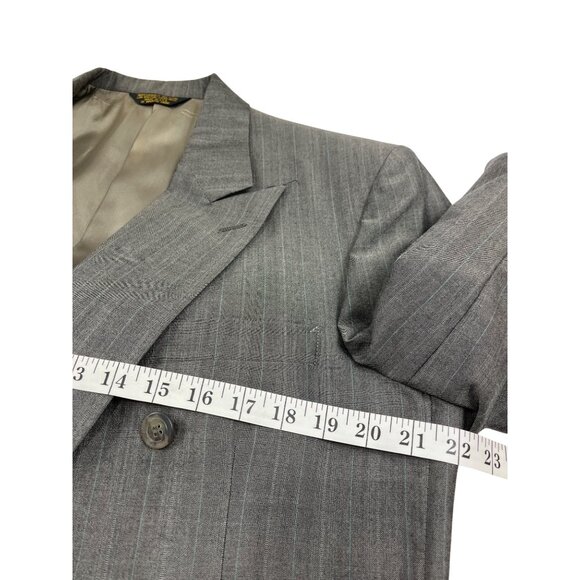 Adams Row Mens Gray Pinstripe Double-Breasted Suit 42R Jacket & 34x32 Pants DH18 - Picture 4 of 16